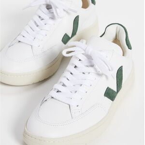 Veja V-12 Sneakers in White/Green